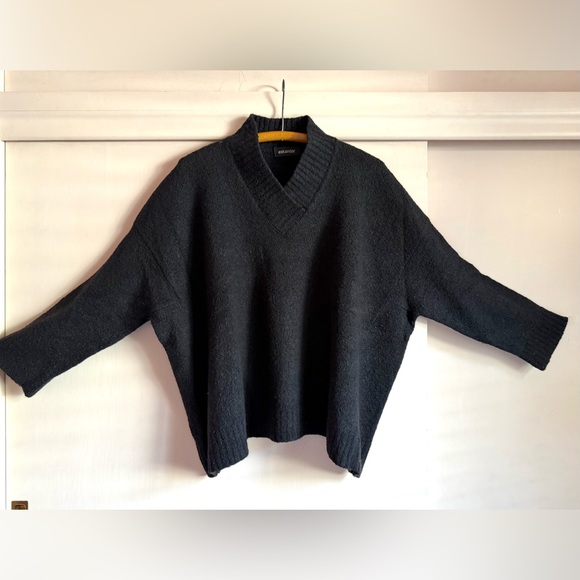 Eskandar Charcoal V-Neck Women's Sweater - Picture 1 of 7